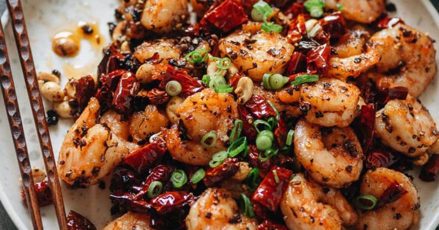 อาหารจีนอร่อย เมนู Szechuan Shrimp (กุ้งเสฉวน)