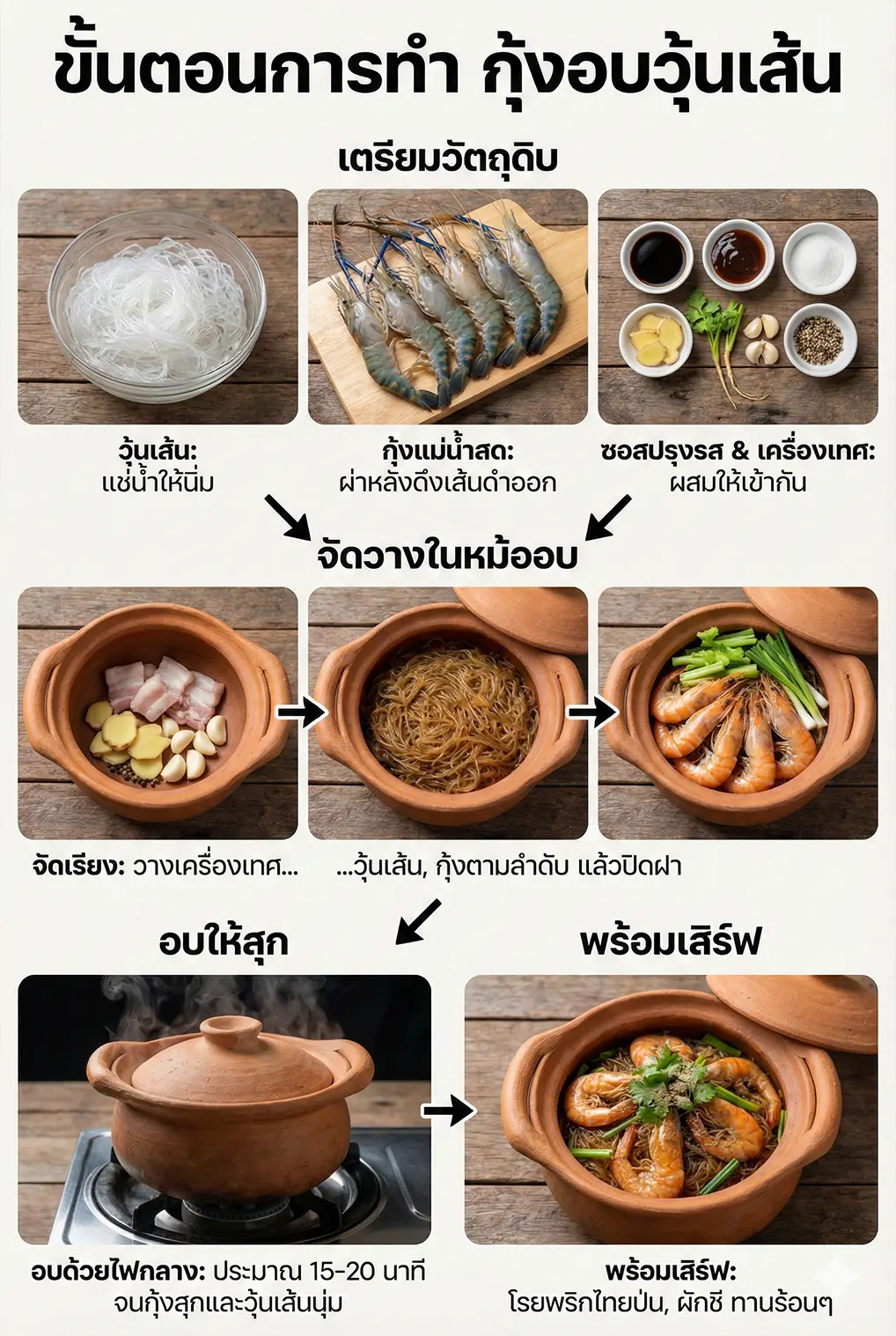 วิธีทำกุ้งอบวุ้นเส้นแบบง่ายๆ ที่บ้าน