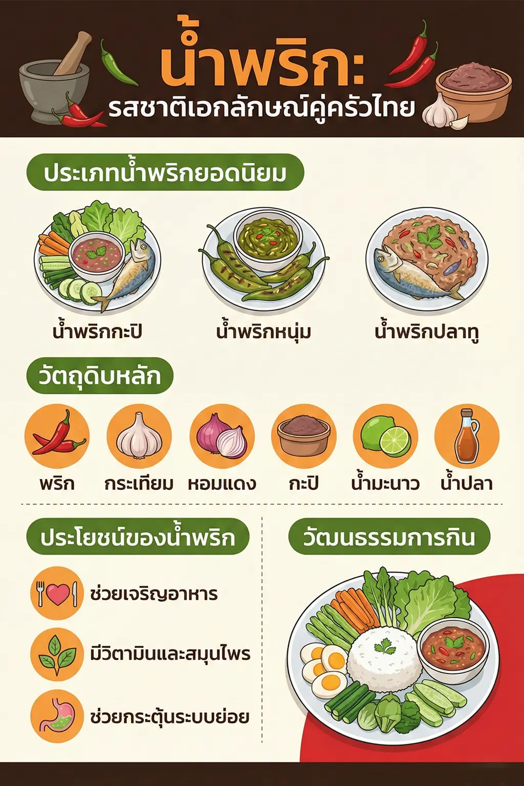 #2 อินโฟกราฟิกไทยอธิบายประเภท วัตถุดิบ และประโยชน์ของน้ำพริก