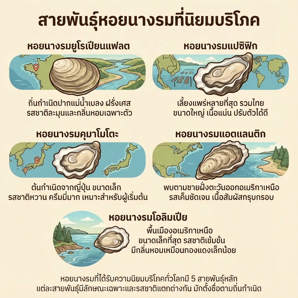 สายพันธุ์หอยนางรมที่นิยมบริโภค