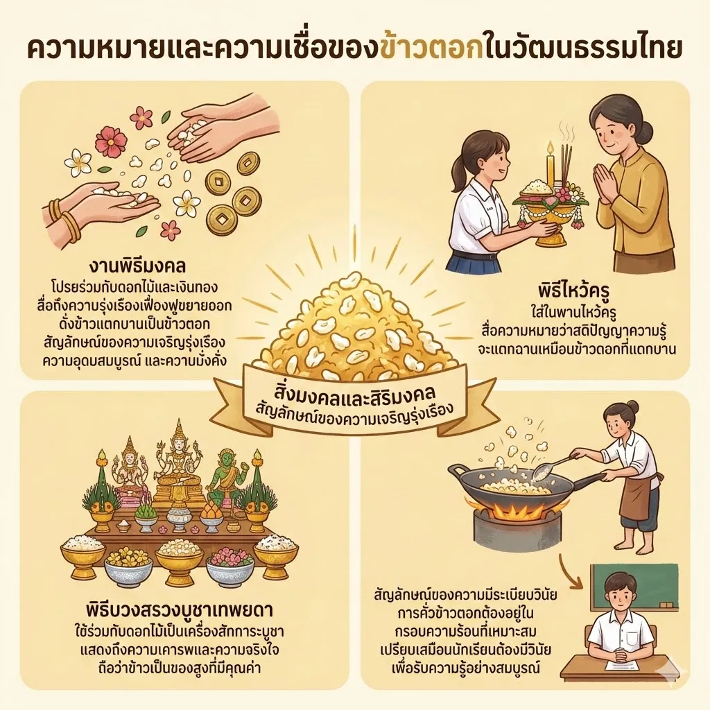 ความหมายและความเชื่อของข้าวตอกในวัฒนธรรมไทย