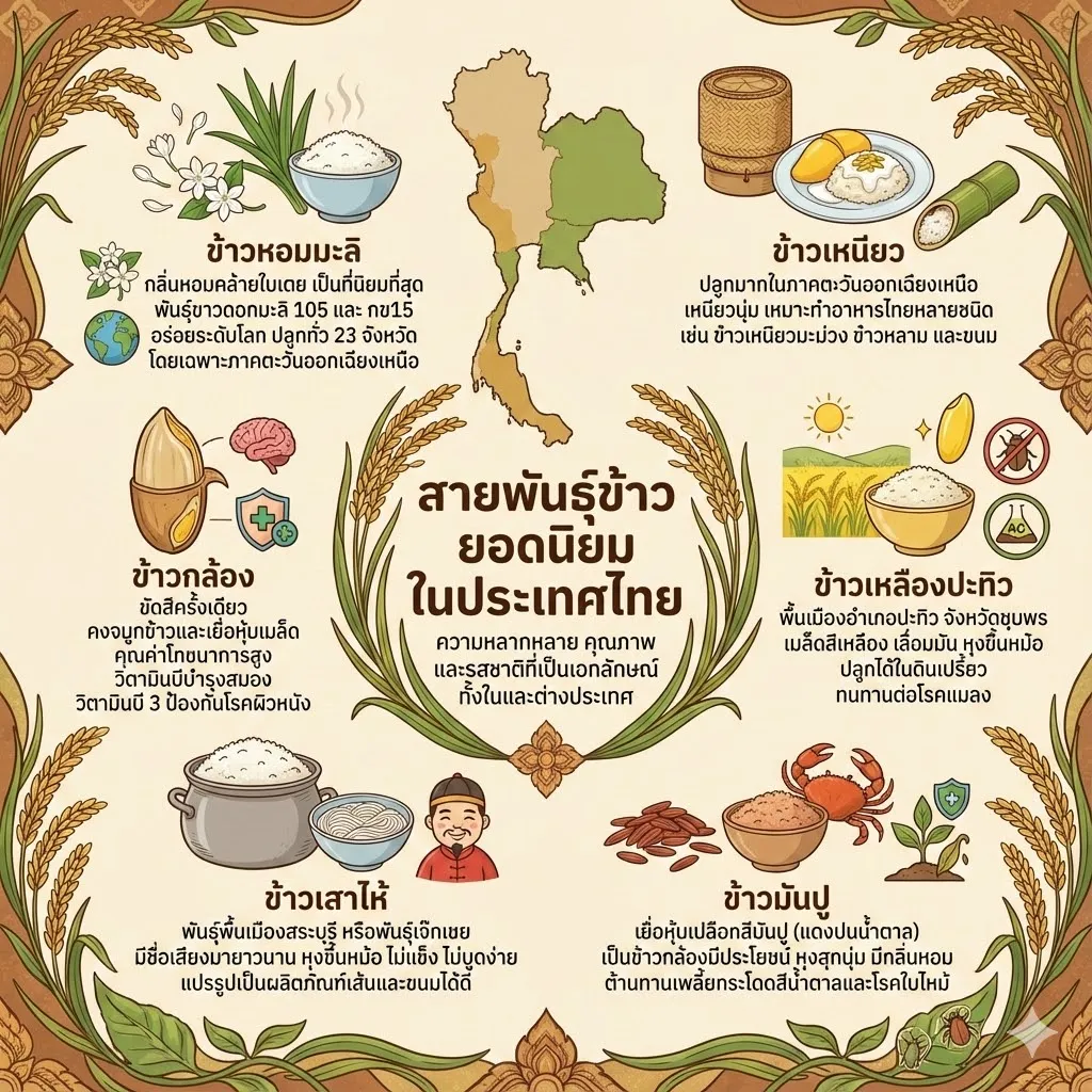 สายพันธุ์ข้าวยอดนิยมในประเทศไทย