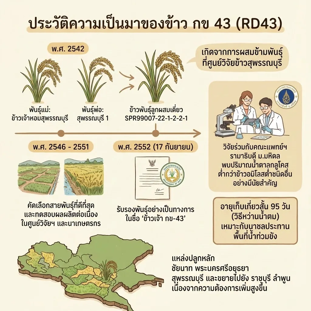 ประวัติความเป็นมาของข้าว กข 43 #2 ประวัติความเป็นมาของข้าว กข 43