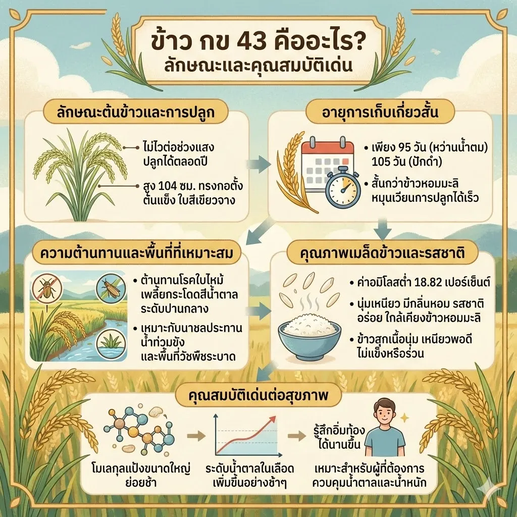 ข้าว กข 43 คืออะไร? ลักษณะและคุณสมบัติเด่น #3 ข้าว กข 43 คืออะไร? ลักษณะและคุณสมบัติเด่น