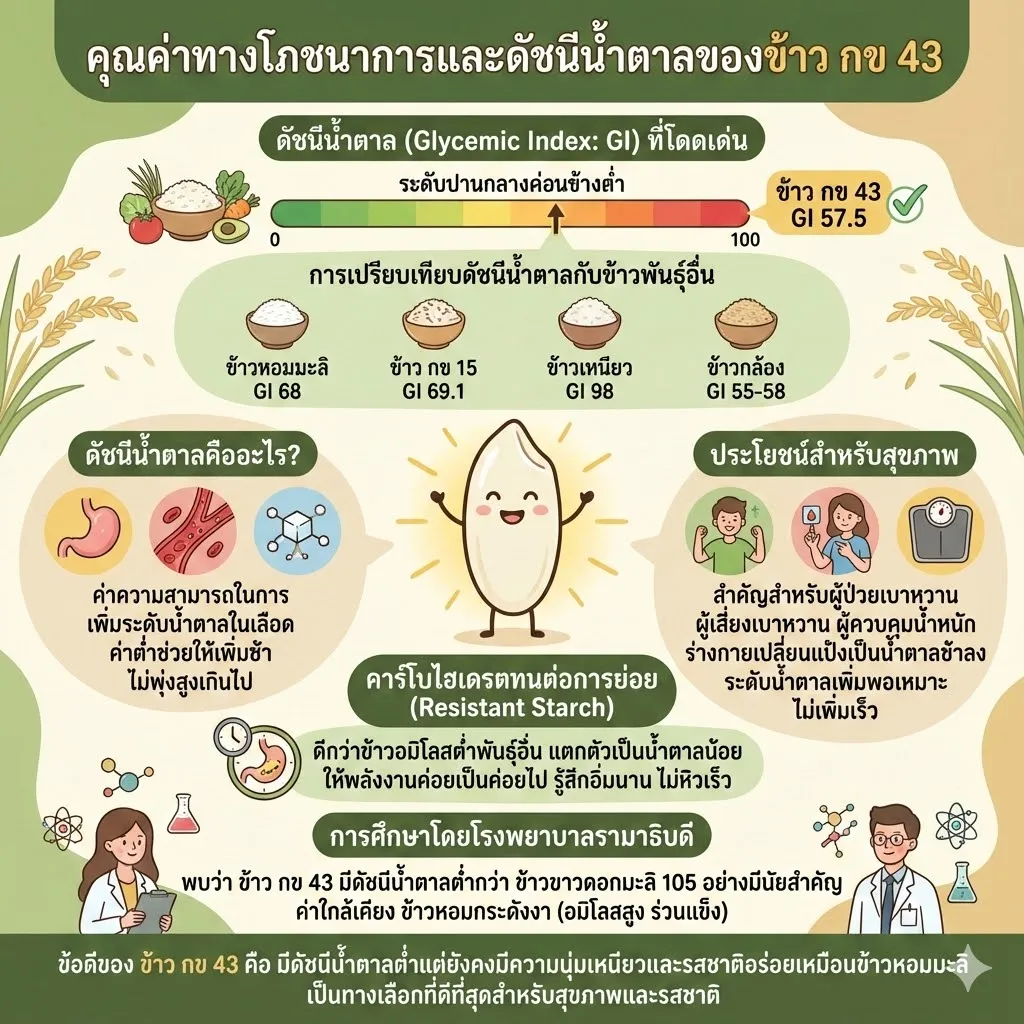 คุณค่าทางโภชนาการและดัชนีน้ำตาลของข้าว กข 43 #4 คุณค่าทางโภชนาการและดัชนีน้ำตาลของข้าว กข 43