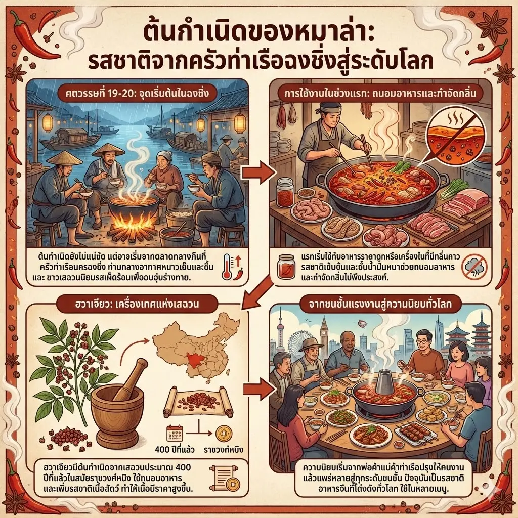 ต้นกำเนิดของหมาล่า เส้นทางจากท่าเรือสู่โต๊ะอาหาร