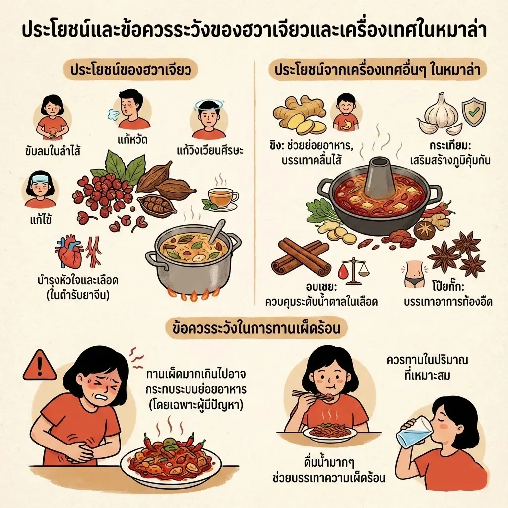 ประโยชน์ของฮวาเจียวและเครื่องเทศในหมาล่า