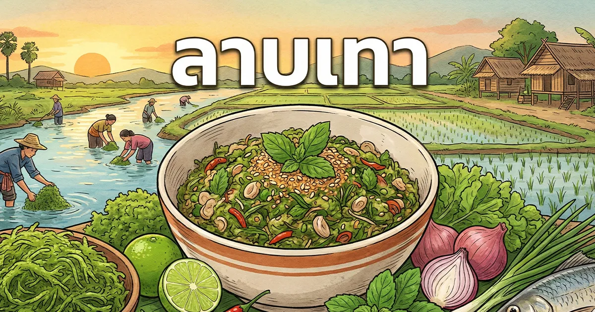 ลาบเทา อาหารพื้นบ้านอีสานจากสาหร่ายน้ำจืด รสชาติเด็ดหากินยาก