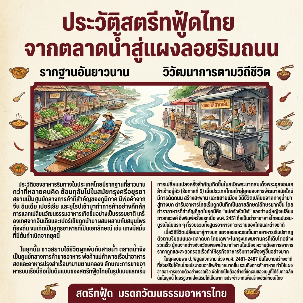 ประวัติสตรีทฟู้ดไทย จากตลาดน้ำสู่แผงลอยริมถนน