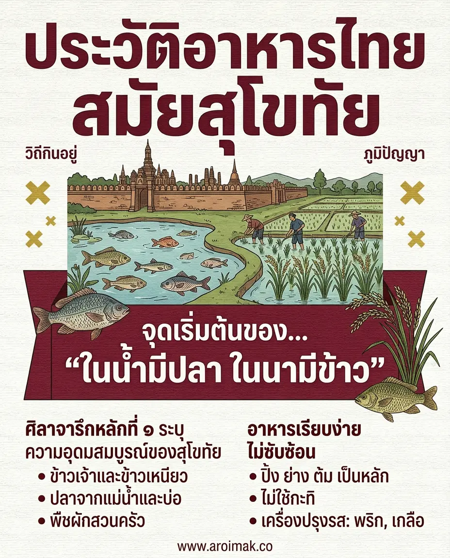 ประวัติอาหารไทยสมัยสุโขทัย จุดเริ่มต้นของ "ในน้ำมีปลา ในนามีข้าว"