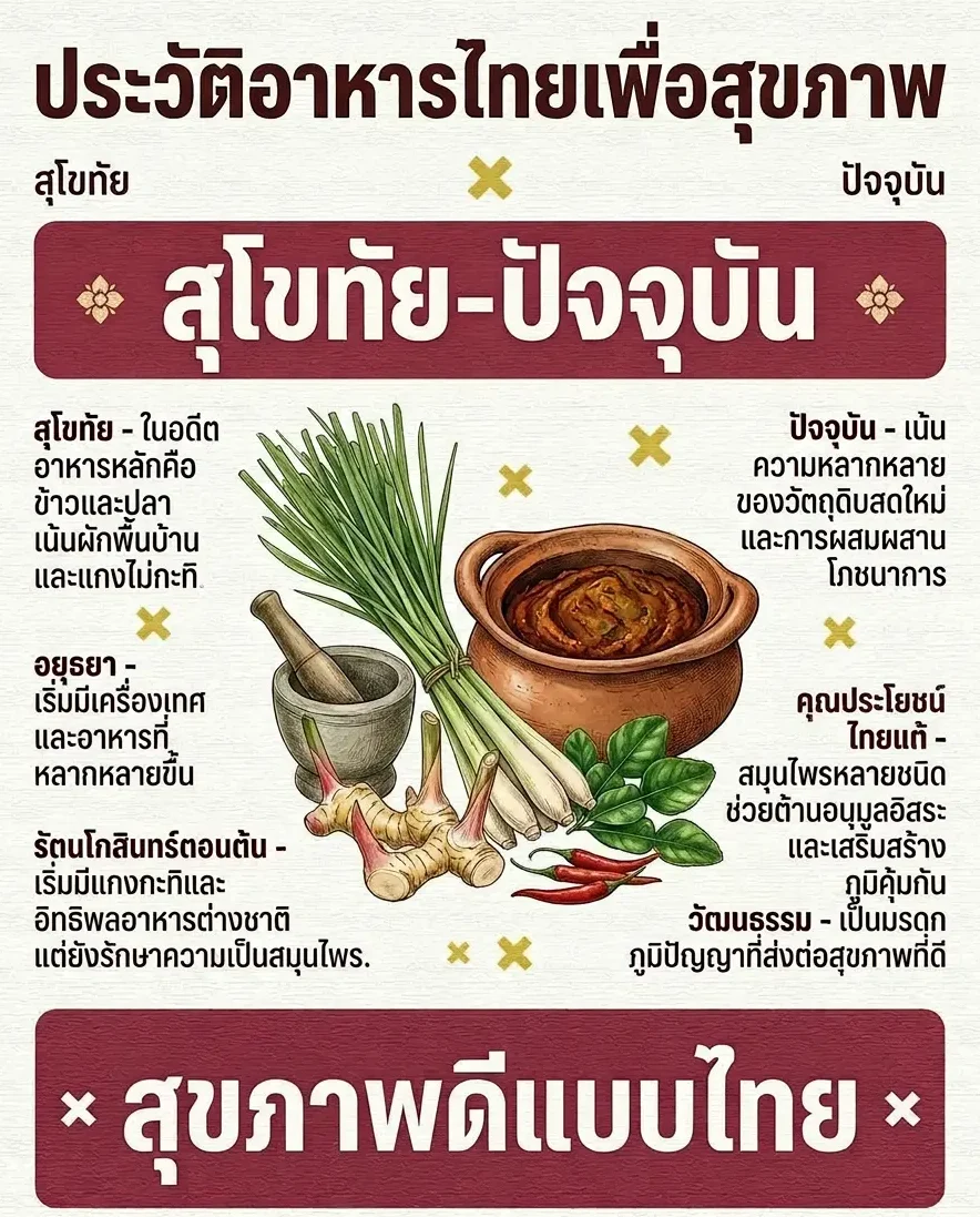 ประวัติอาหารไทยเพื่อสุขภาพ ตั้งแต่สมัยสุโขทัยถึงปัจจุบัน