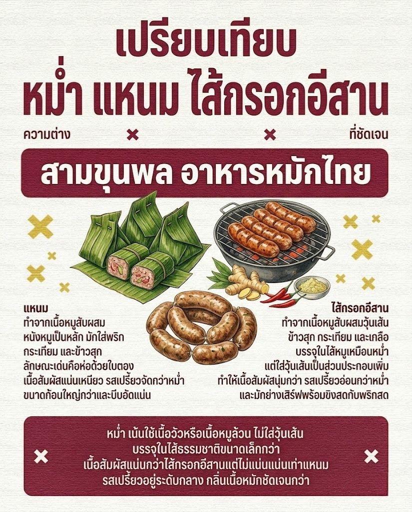 หม่ำ ต่างจากแหนม และไส้กรอกอีสาน อย่างไร