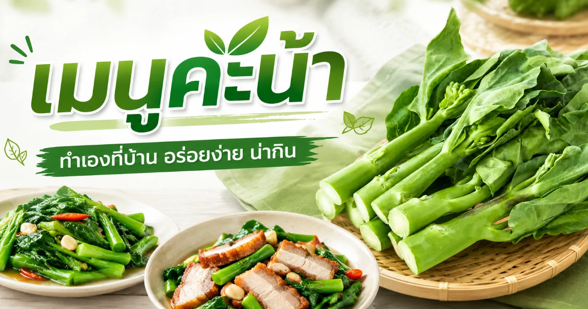20 เมนูคะน้าทำเองที่บ้าน ครบทุกสไตล์จากผัดลวกยำถึงอบ